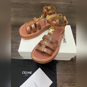 Celine Triomphe Leather Sandals